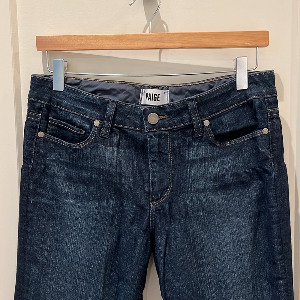 Paige Skyline Mid Rise Bootcut Jeans, Dark Blue, Size 30 - Picture 2 of 6